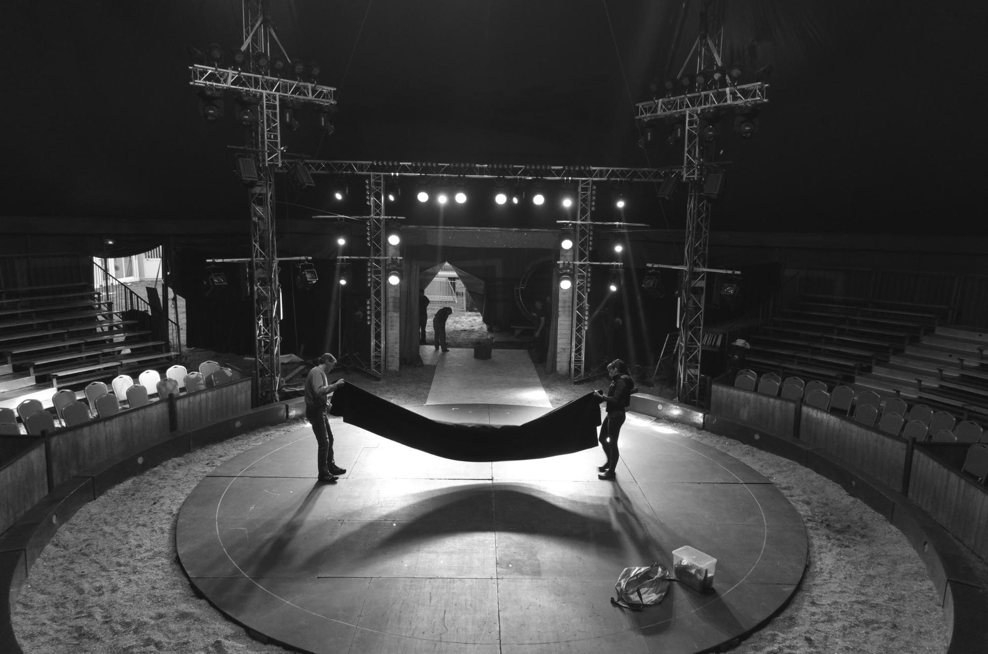 A Cirque Du Soleil show getting set up for the night’s performance.