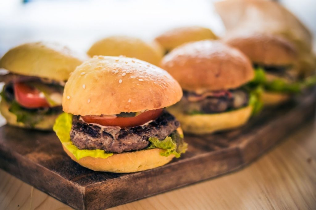 Burgers on a platter 