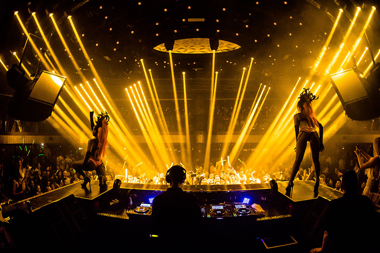  Performers on stage at a nightclub in Vegas