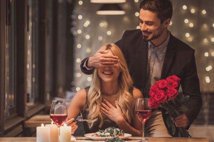 A couple at a restaurant