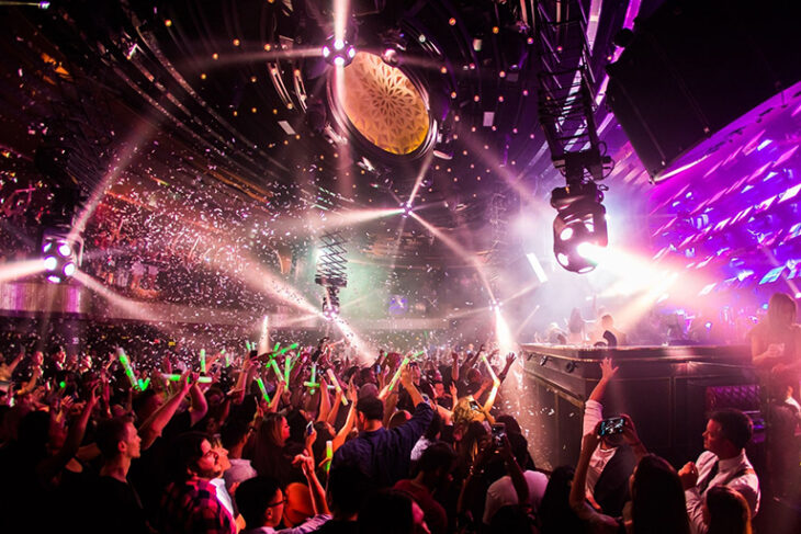 A crowd dancing at JEWEL Nightclub in Las Vegas