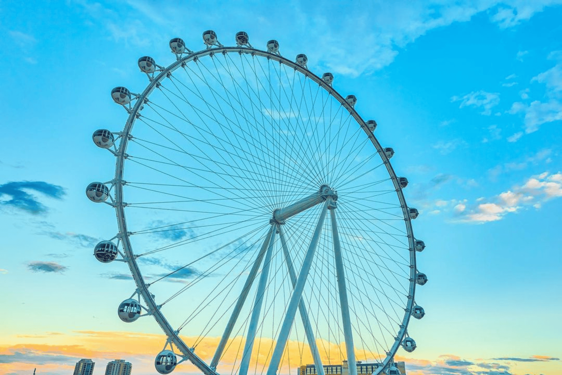 The High Roller Observation Wheel against the blue sky of Las Vegas