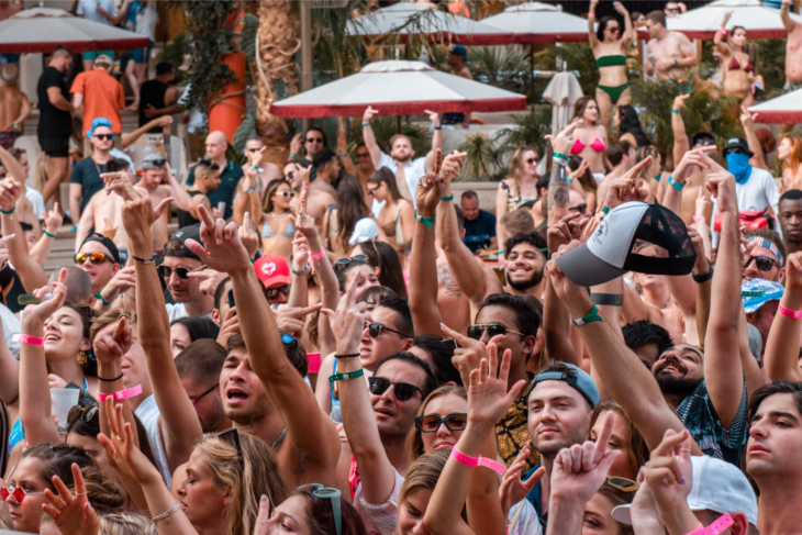 a massive group of people partying in Las Vegas