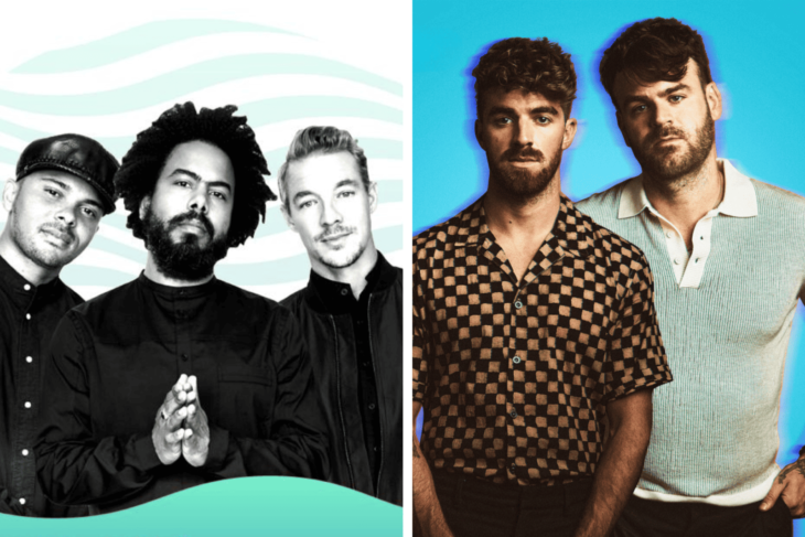 A collage of Major Lazer and The Chainsmokers