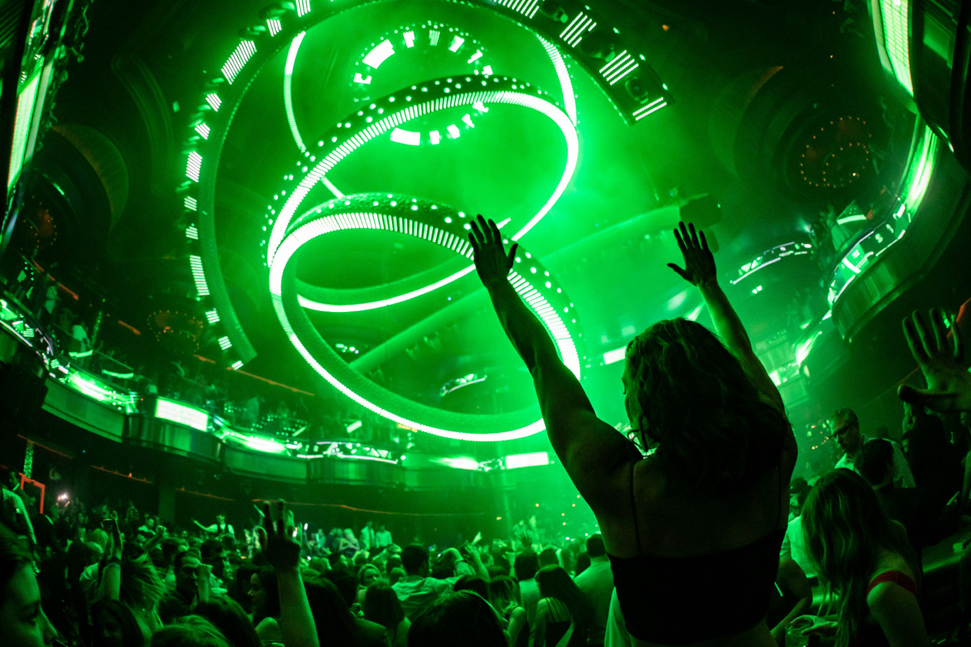 Omnia Nightclub in Las Vegas packed during a live show at Exodus