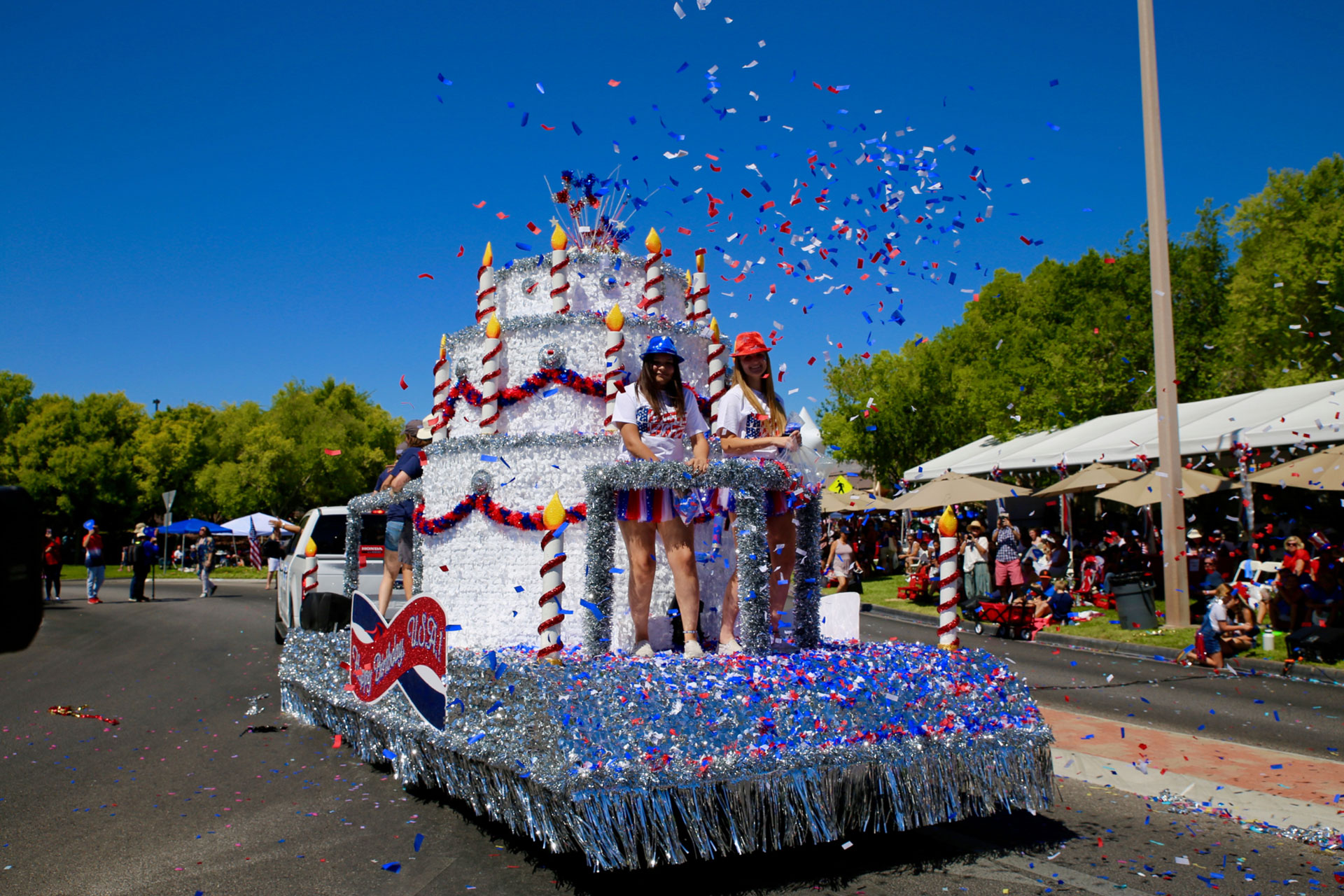 A cake-style float for Las Vegas’ 4th of July Patriotic Parade 2019