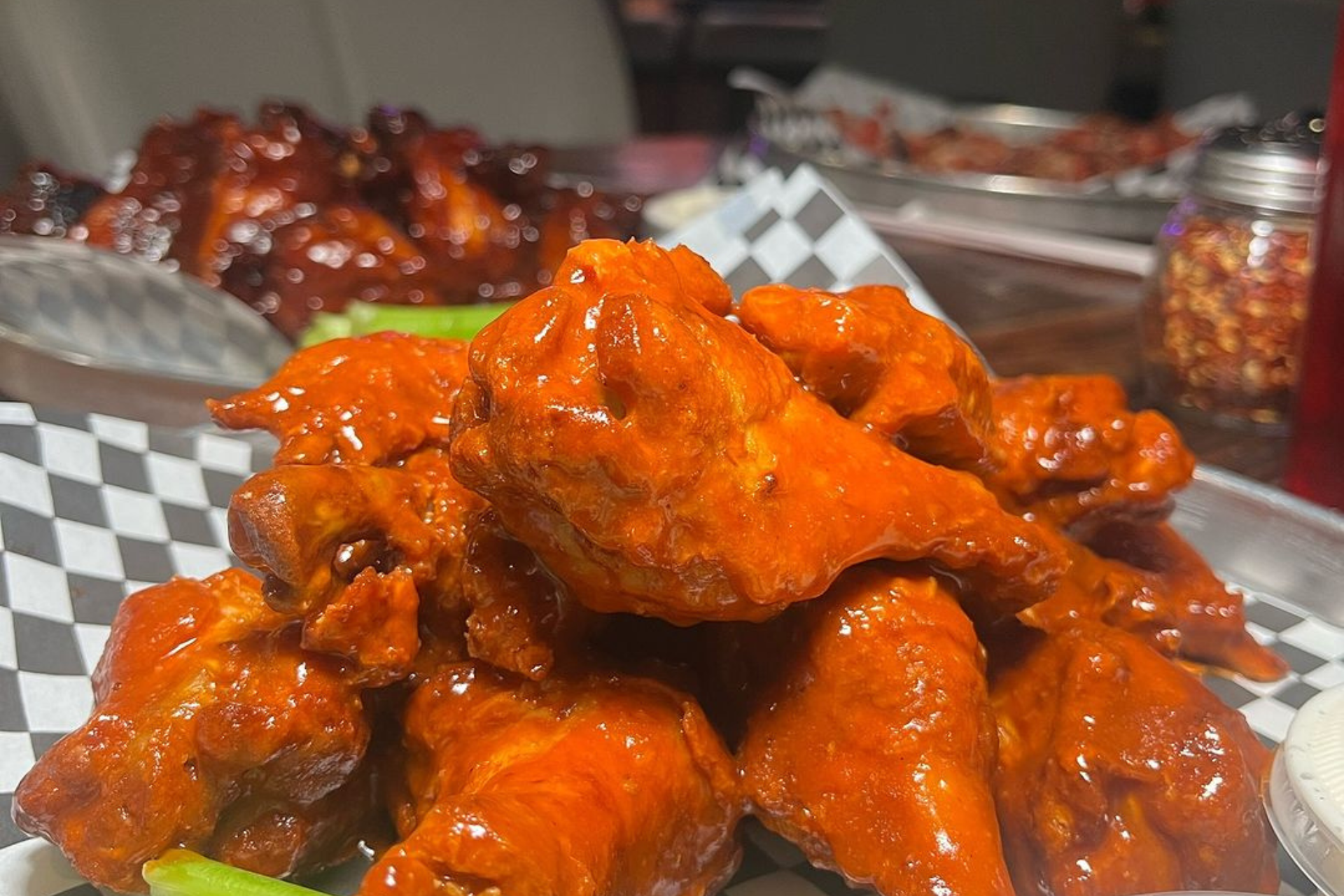A plate of saucy buffalo wings from Johnny Mac’s Sports Bar & Grill
